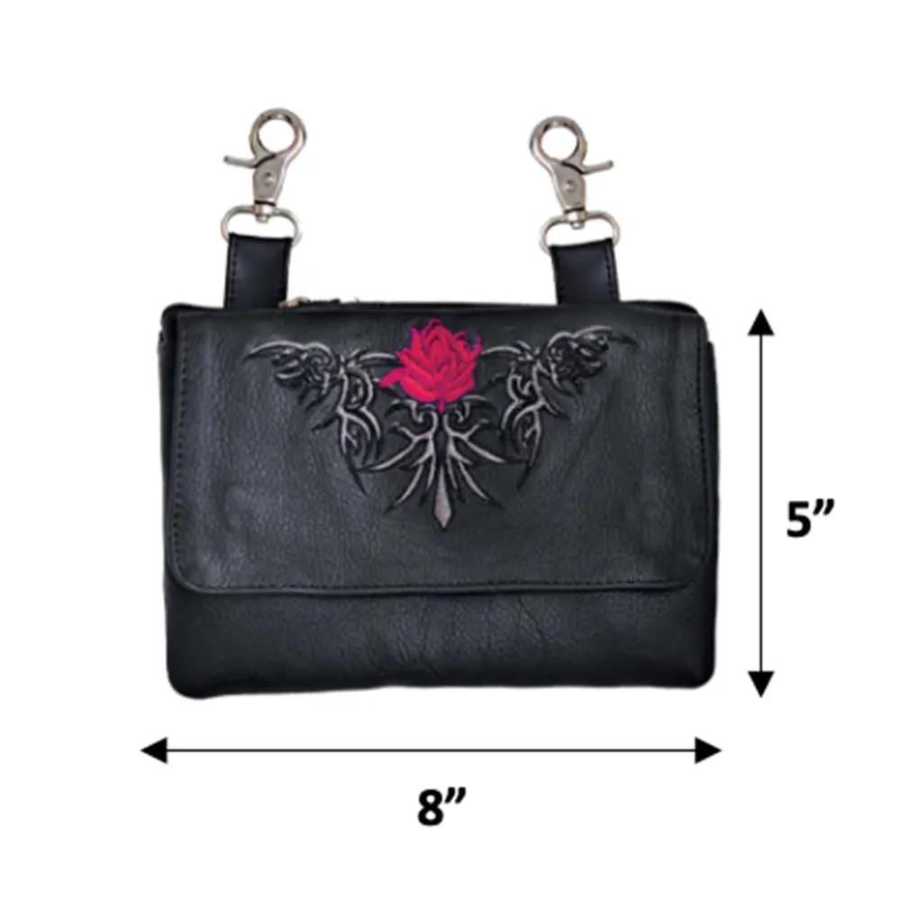 Rose Cowhide Leather Clip-On Bag