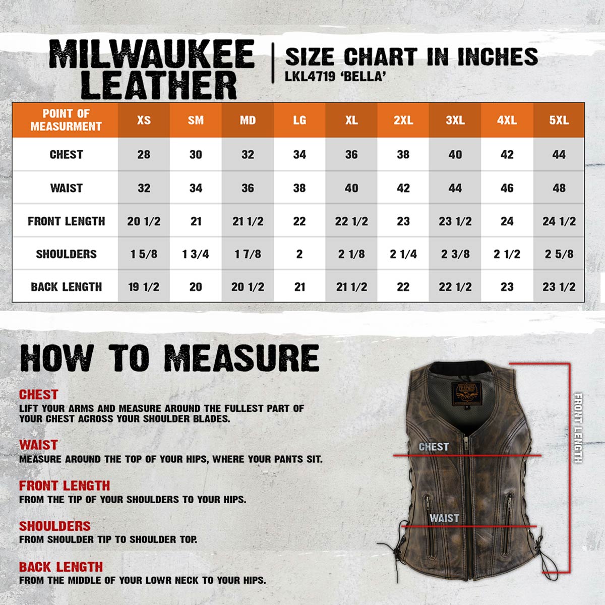 Milwaukee Leather Women's Bella Distressed Brown Leather Motorcycle Vest with Side Laces - LKL4719
