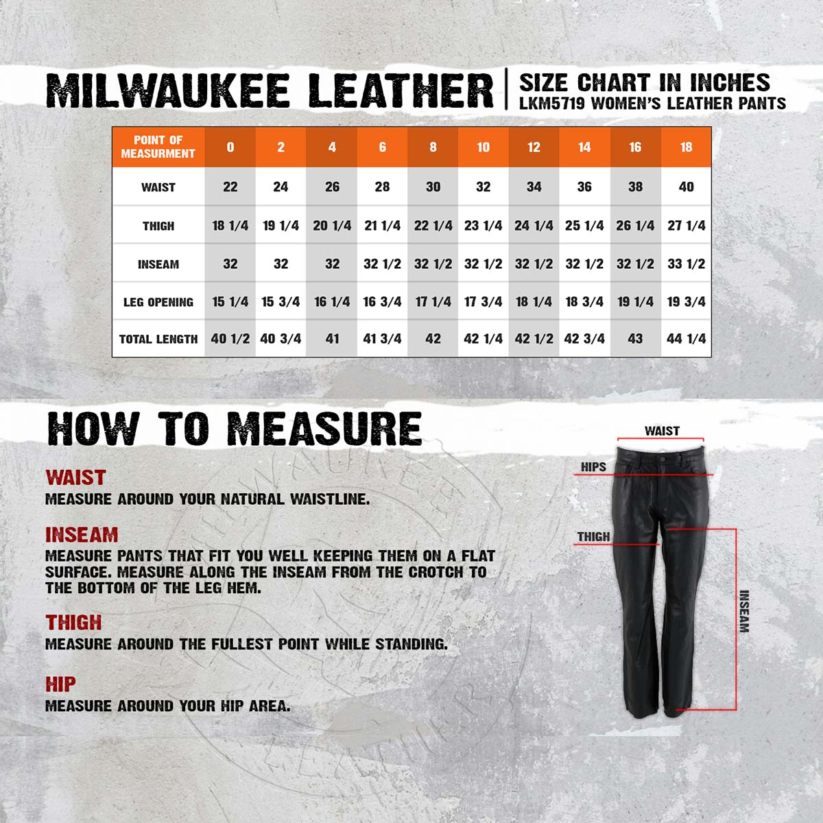 Milwaukee Leather LKM5719 Women's Black Buffalo Leather Motorcycle Riding Pants, Boot Cut, Unhemmed