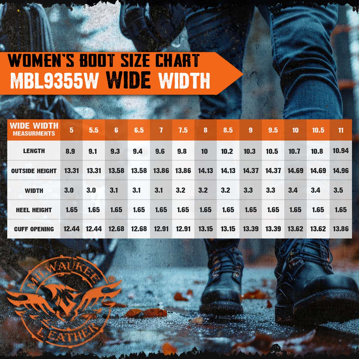 Milwaukee Leather Women's Wide-Width Black 14-inch Lace-Up High-Rise Leather Biker Rider Boots with Calf Buckle MBL9355W