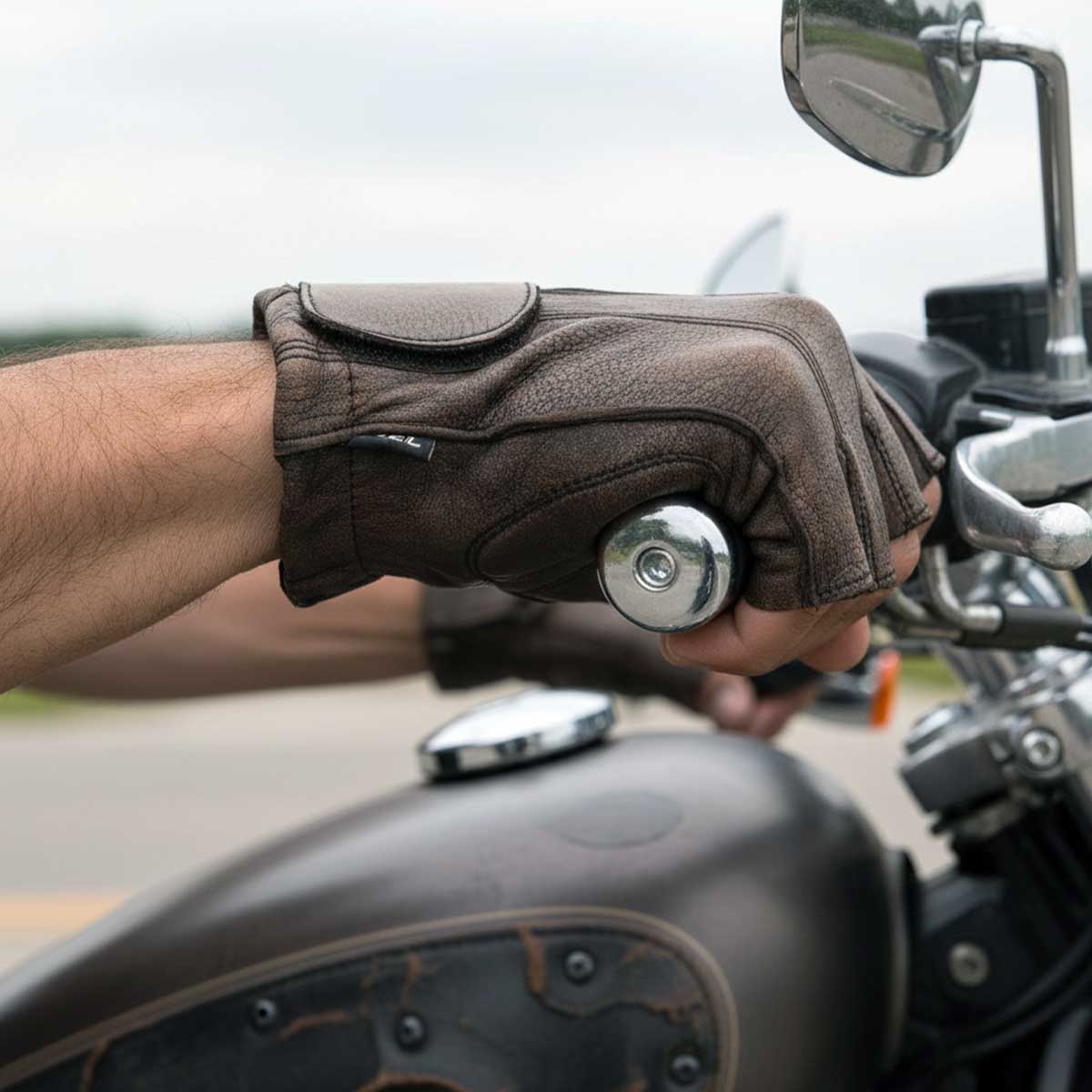 Milwaukee Leather MG7561 Men's Premium Brown Leather Gel Padded Palm Fingerless Motorcycle Hand Gloves