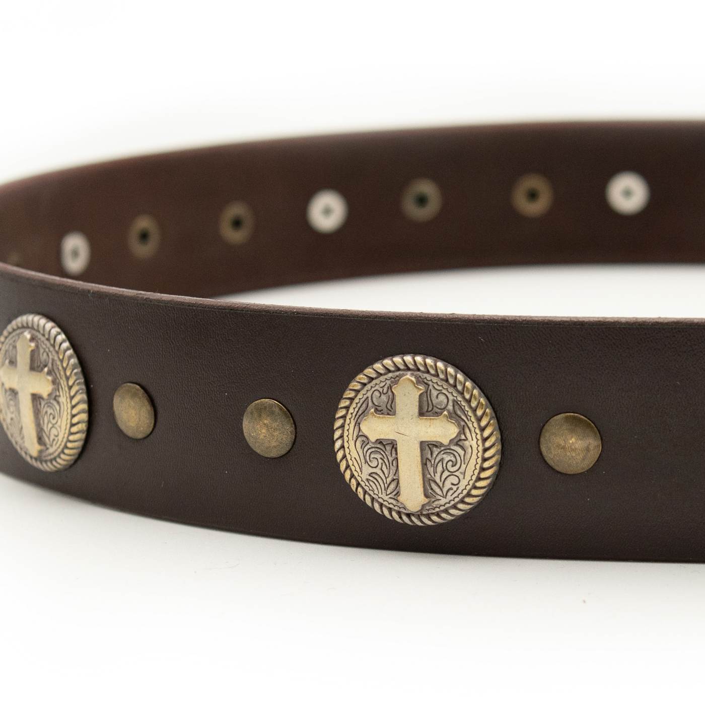 Milwaukee Leather Men's Cross Circle Brown Leather Belt w/ Interchangeable Buckle - 1.5 inches Wide - MP7127