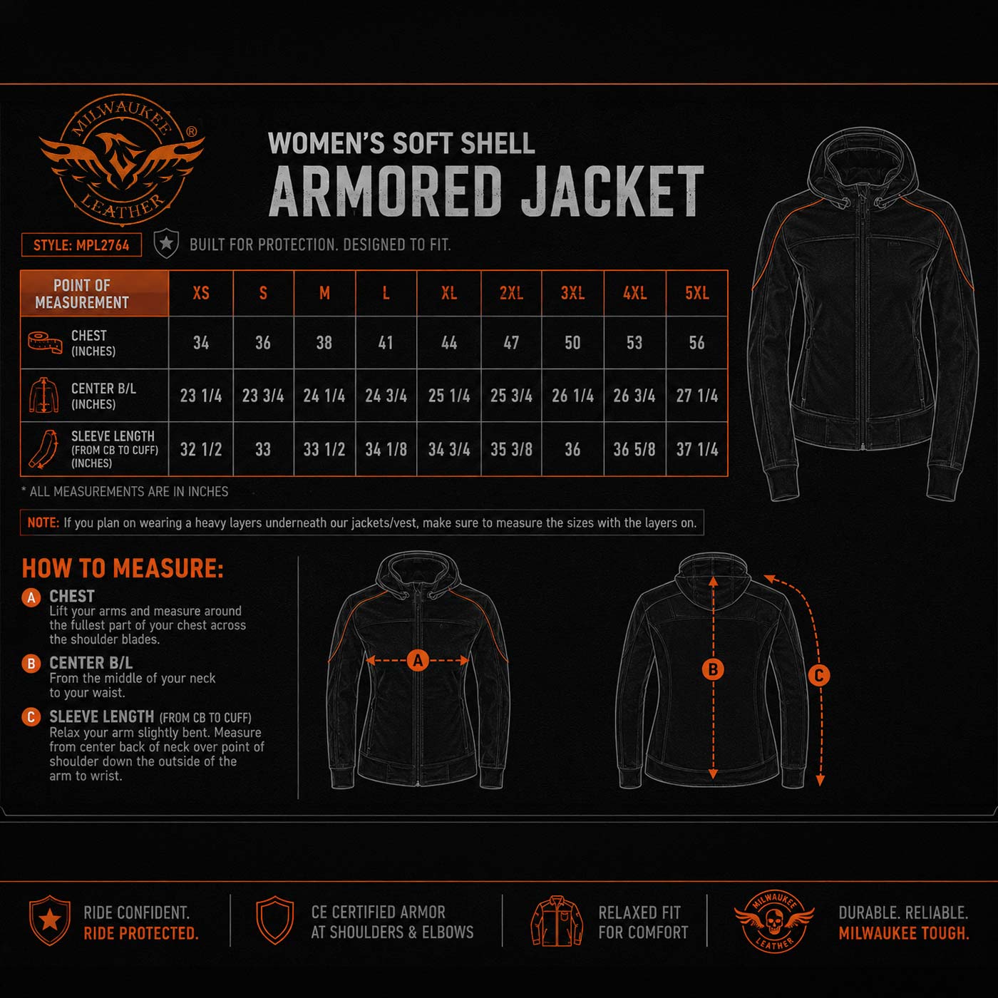 Milwaukee Leather MPL2764 Women's Black Soft Shell Armored Motorcycle Racing Style Jacket with Hoodie