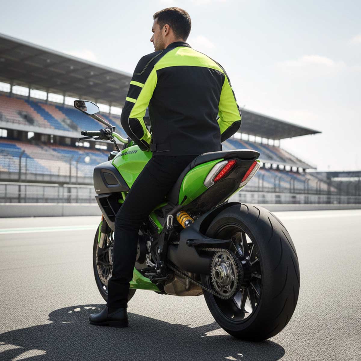 Milwaukee Leather Men's Black and Neon Green CE Armored All Season