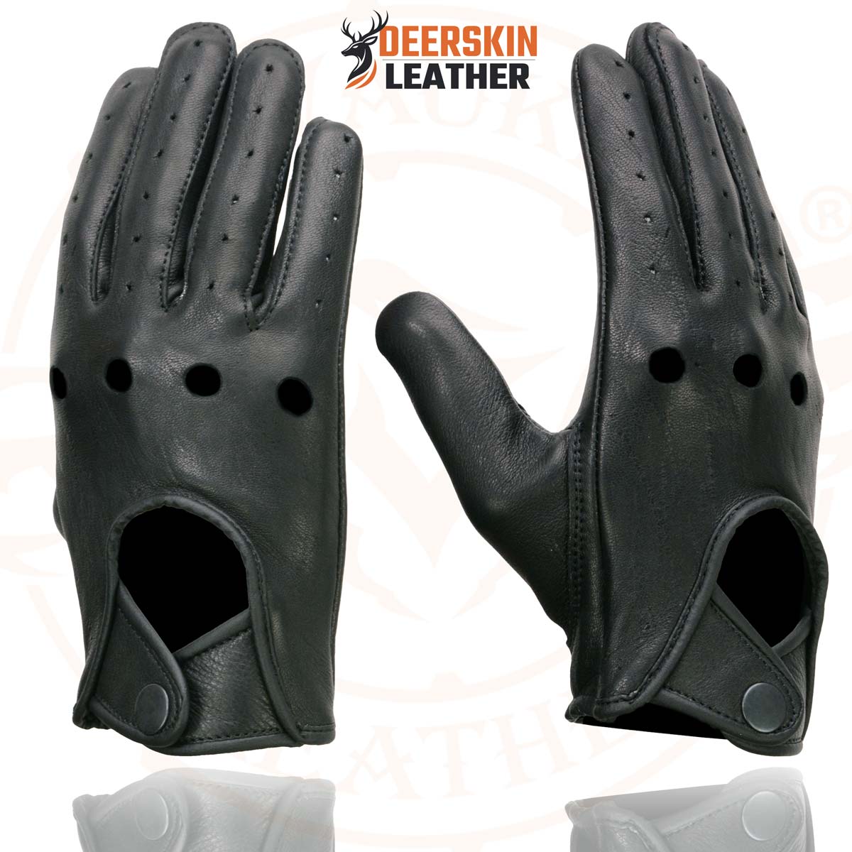 Milwaukee Leather SH869 Men's Black Deerskin Leather Unlined Professional Driving Gloves