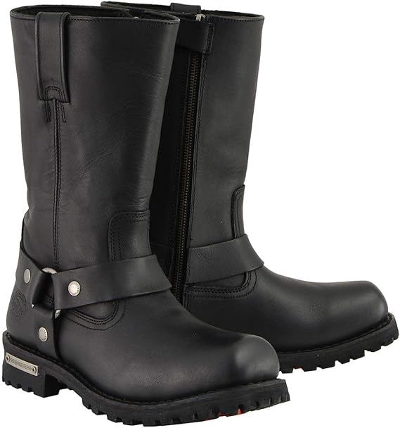 Milwaukee Leather MBM131 Men's Black 11-Inch Classic Square Toe Motorcycle Harness Boots