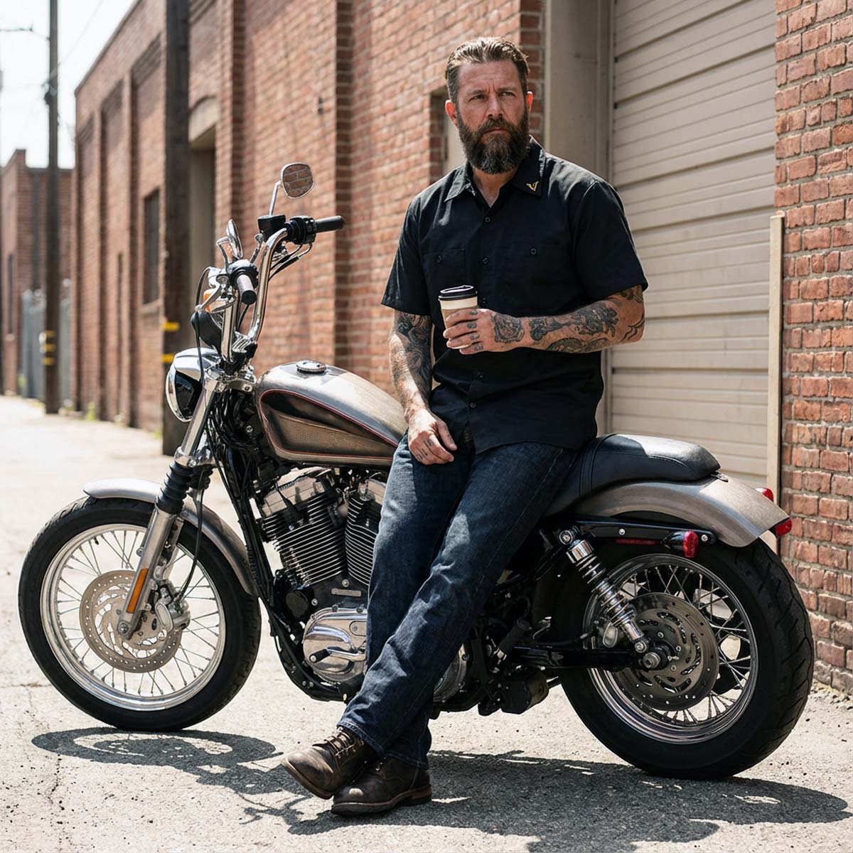 Milwaukee Leather MDM11669 Men's Black Button Up Heavy Duty Work Shirt | Classic Mechanic Work Shirt w/ Pockets