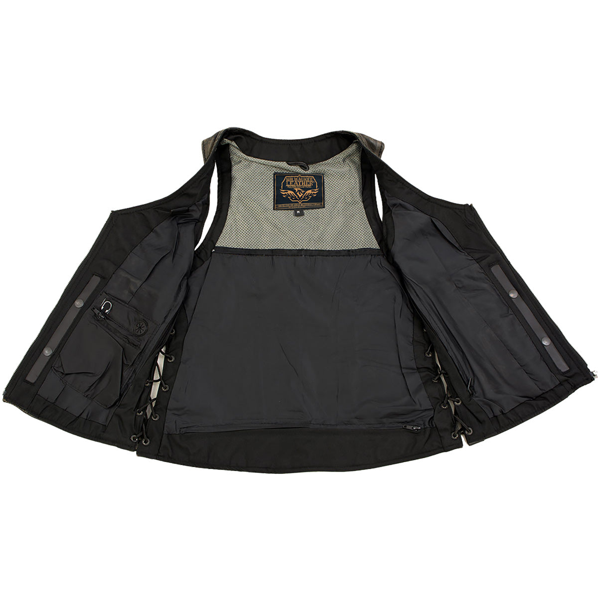 Milwaukee Leather Women's Bella Distressed Brown Leather Motorcycle Vest with Side Laces - LKL4719