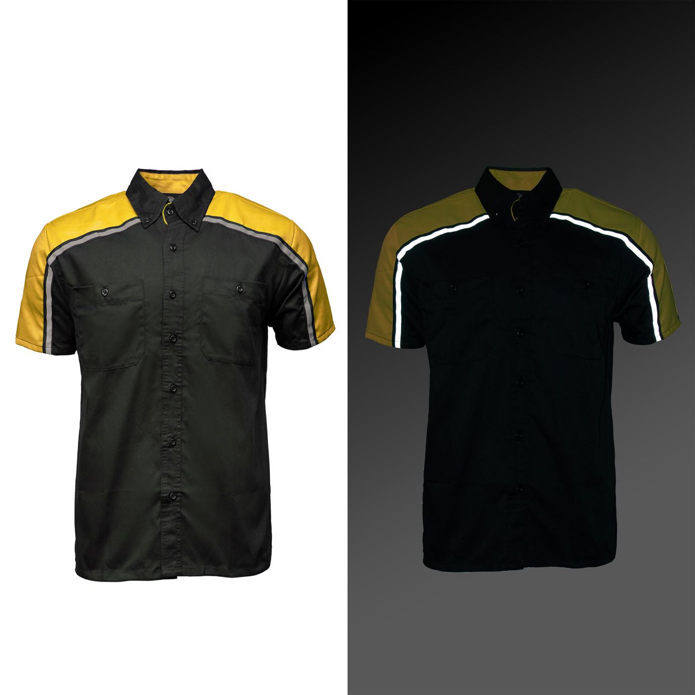 Milwaukee Motorcycle Clothing Co. Men’s Blk/Yellow Mechanic Work Shirt – w / Reflective Strip, Rider‑Built MDM11600