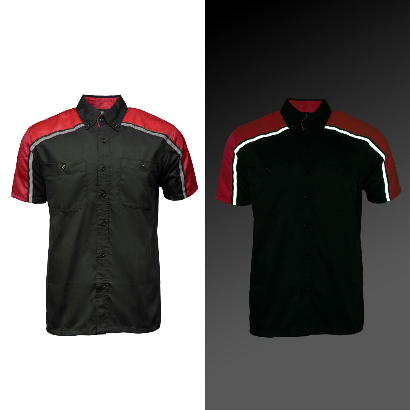 Milwaukee Motorcycle Clothing Co. Men’s Blk/Red Mechanic Work Shirt – w / Reflective Strip, Rider‑Built MDM11606