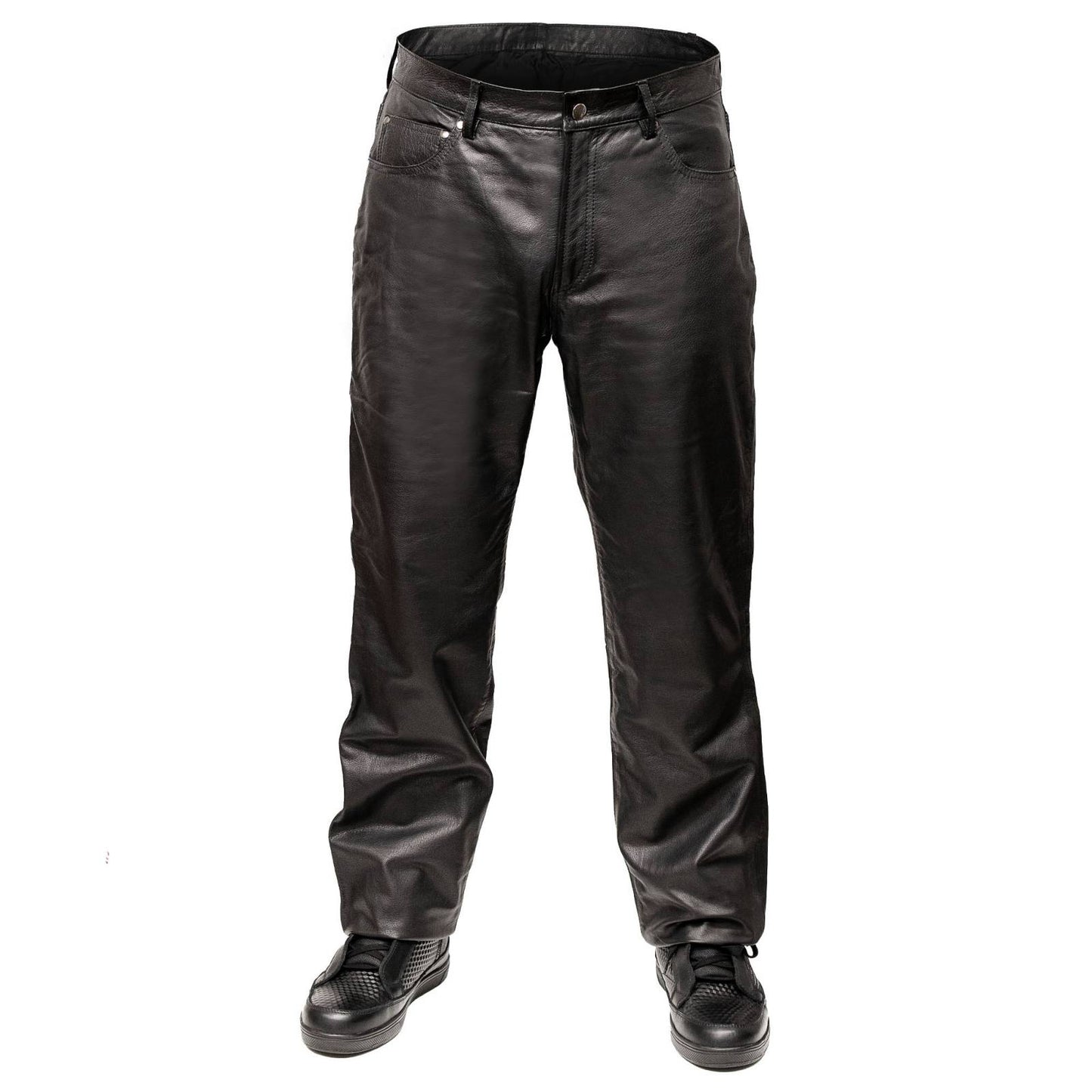 Milwaukee Motorcycle Clothing Co. Men’s Branson Black Premium Leather Biker Lined Pants –  5-Pocket  MMC50000