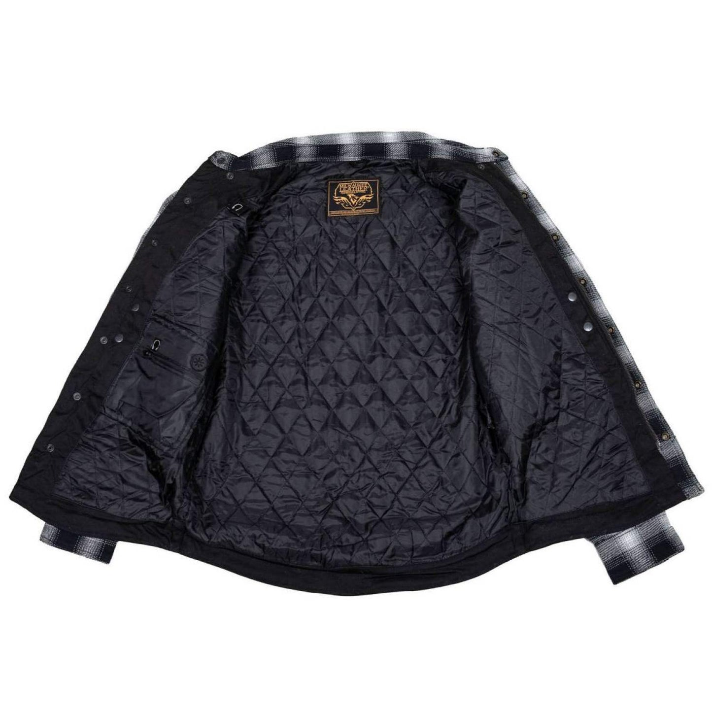 Milwaukee Leather MPM1638 Men's Black and White Checkered Flannel Motorcycle Riding Shirt