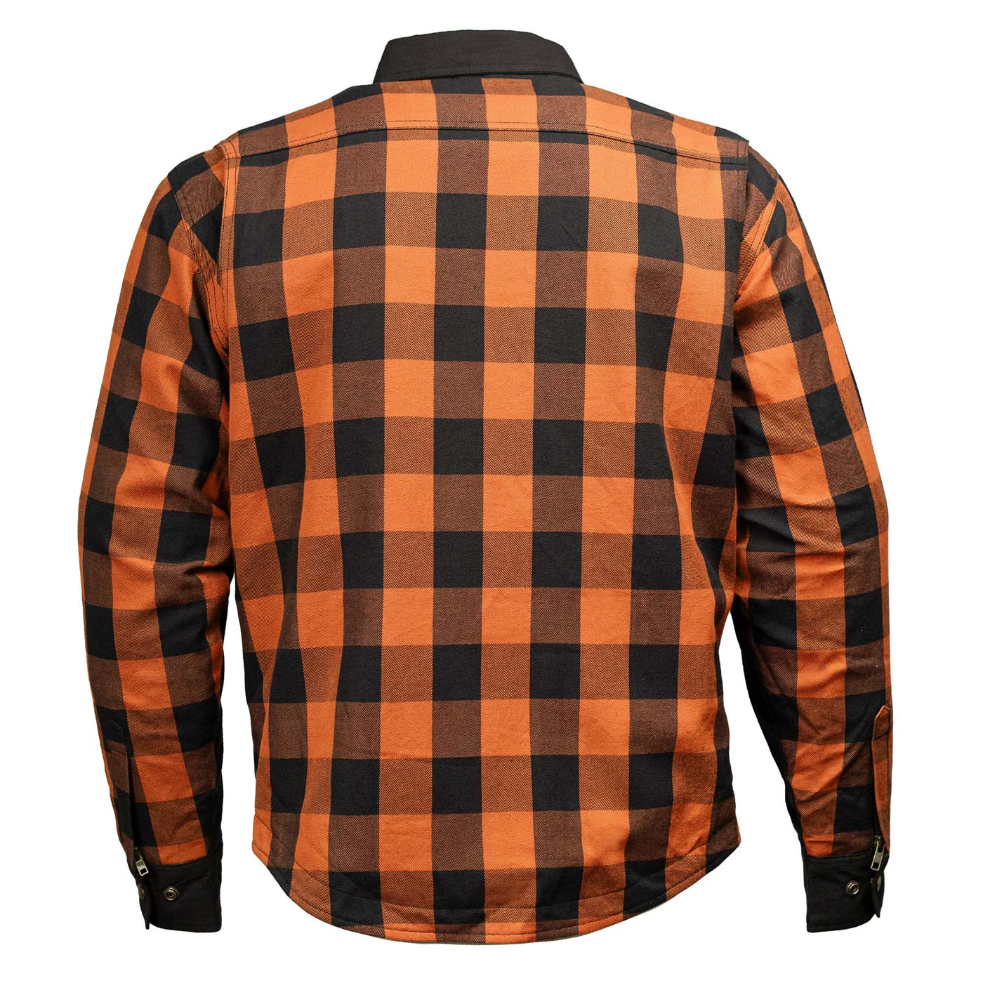 Milwaukee Leather Men’s Two-Tone CE Armored Flannel - Solid Front / Plaid Back - Reinforced w/ Aramid Fibers - MPM1672