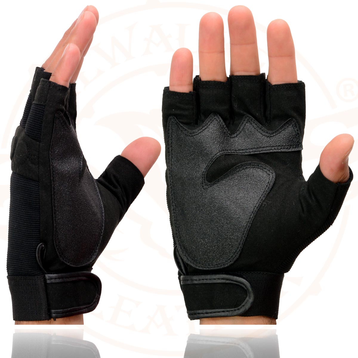 Milwaukee Leather SH44610 Men's Black Gel Padded Knuckle Fingerless Motorcycle Mechanics Hand Gloves W/ ‘Amara Cloth’