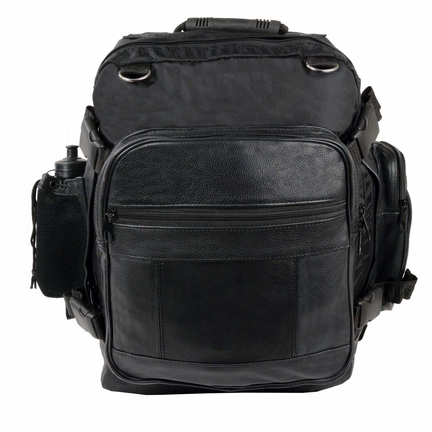 Milwaukee Leather SH54001 Medium Black Leather and Textile Motorcycle Cruiser Sissy Bar Bag Back-Pack