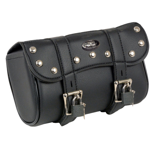Milwaukee Leather SH616S Black Medium Studded PVC Motorcycle Tool Bag with Key Locks