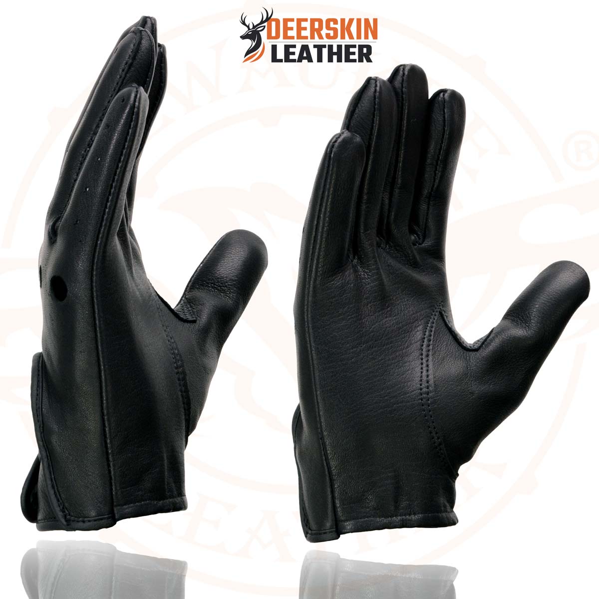 Milwaukee Leather SH869 Men's Black Deerskin Leather Unlined Professional Driving Gloves