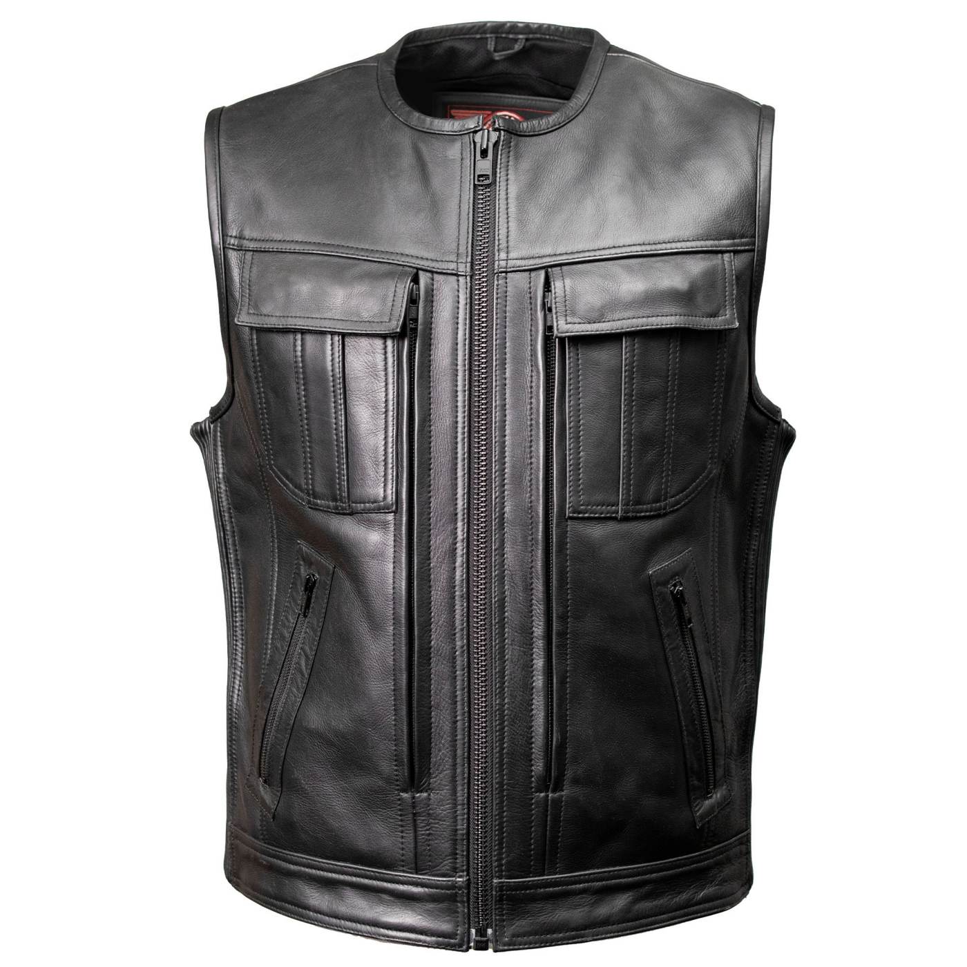 Milwaukee Motorcycle Clothing Co. Men's Quick-Draw Stylesh Premium Black Leather MC Biker Vest MMC30001