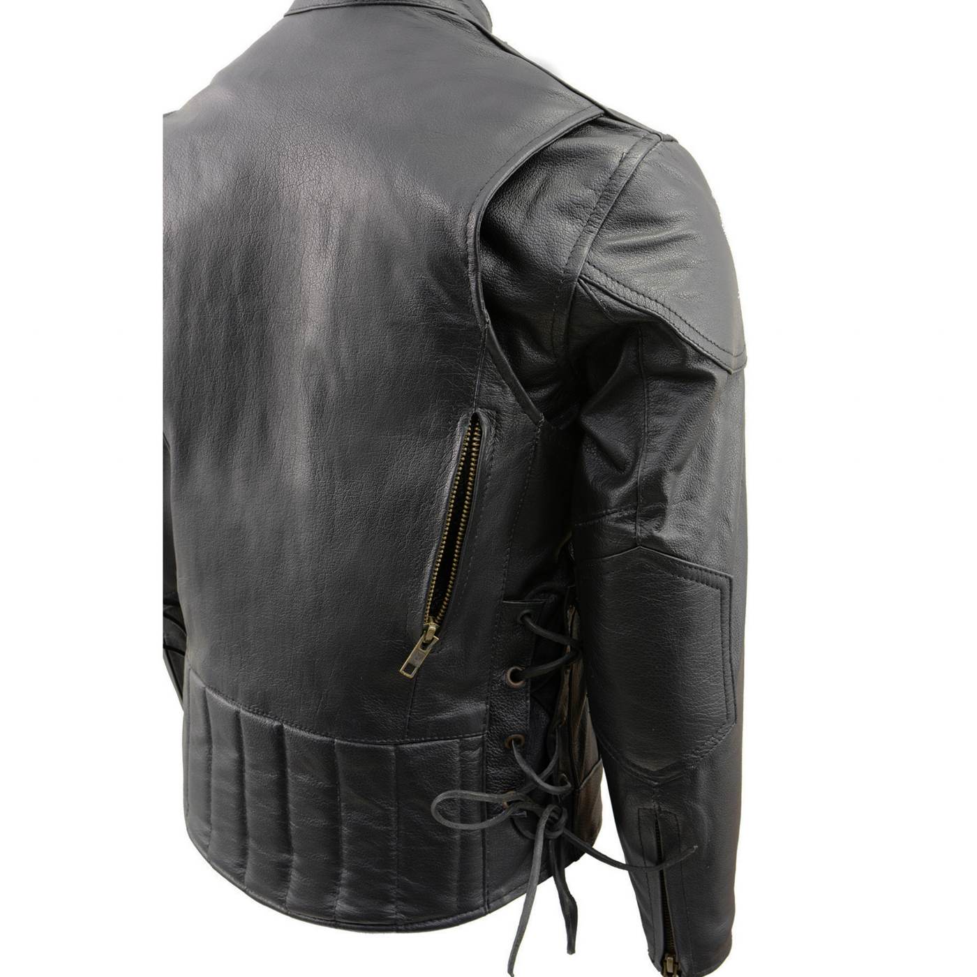 Milwaukee Leather LKM1900 Boy's Black Leather Side Lace Vented Moto Jacket