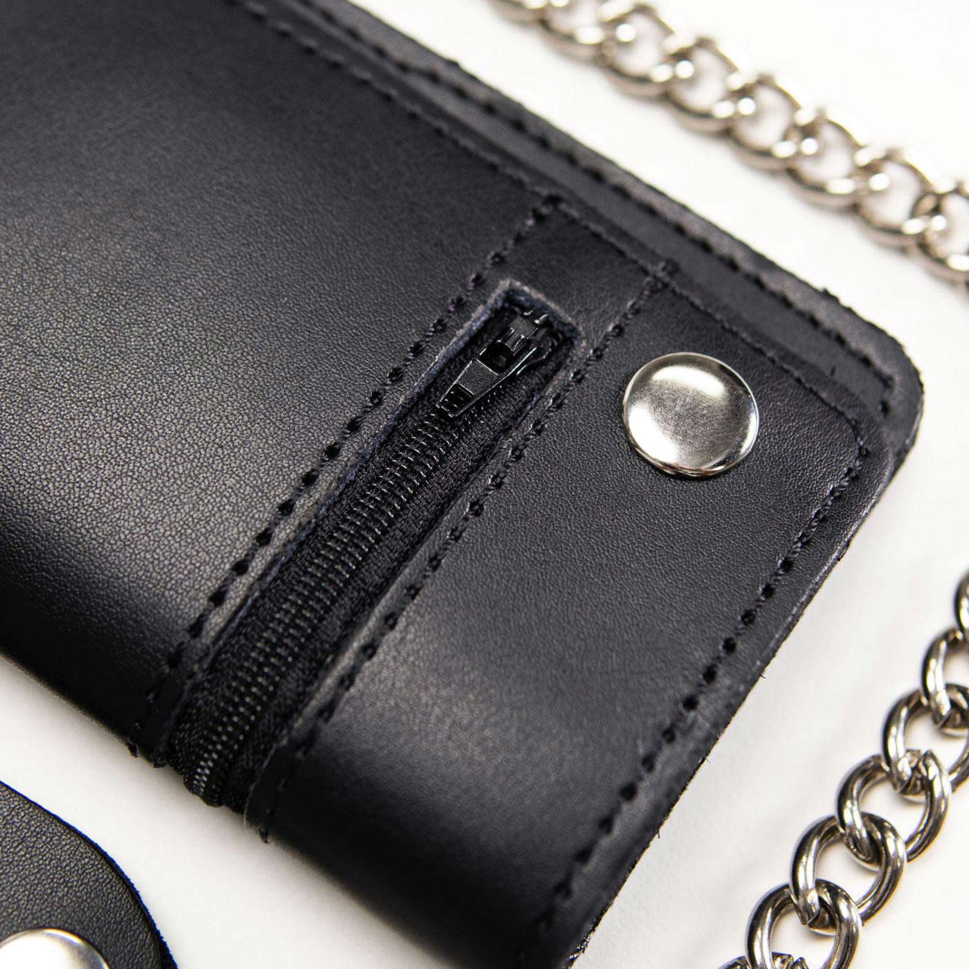 Milwaukee Leather MLW7882 Men's 6” Black Leather Biker Wallet w/ Outer Pocket - Bi-Fold Anti-Theft Stainless Steel Chain