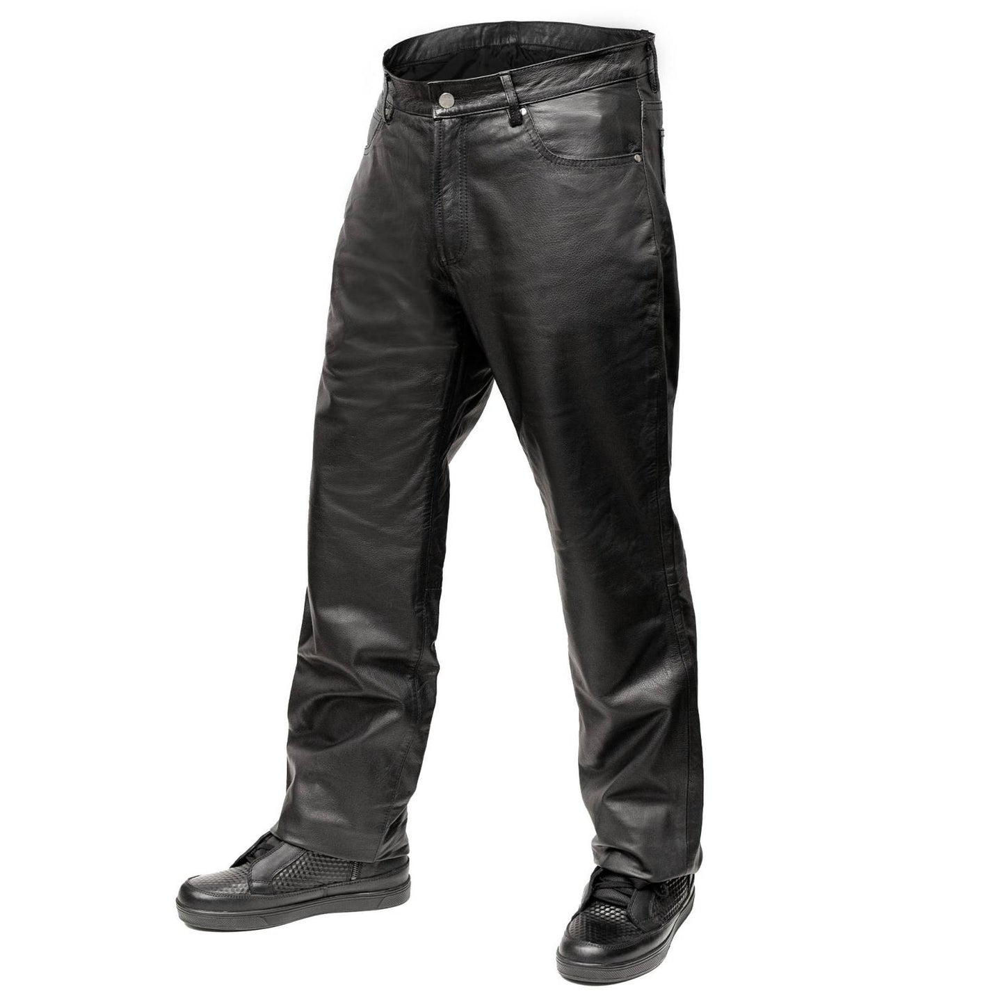 Milwaukee Motorcycle Clothing Co. Men’s Branson Black Premium Leather Biker Lined Pants –  5-Pocket  MMC50000
