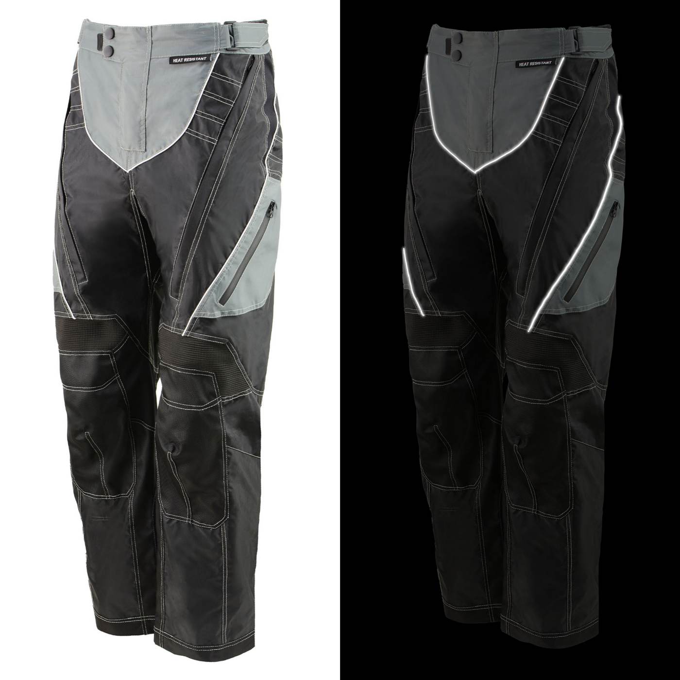 Milwaukee Leather MPM5730 Men's Black and Grey Tri-Tex Fabric Motorcycle Rider Pants w/ CE Armor Protection