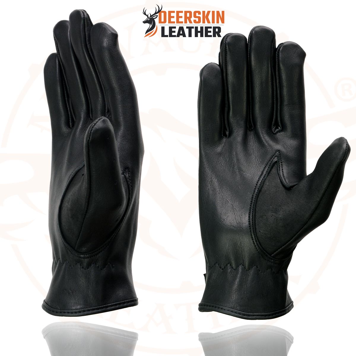 Milwaukee Leather SH868 Men's USA Deerskin Black Vented Perforated Leather Motorcycle Riders Gloves
