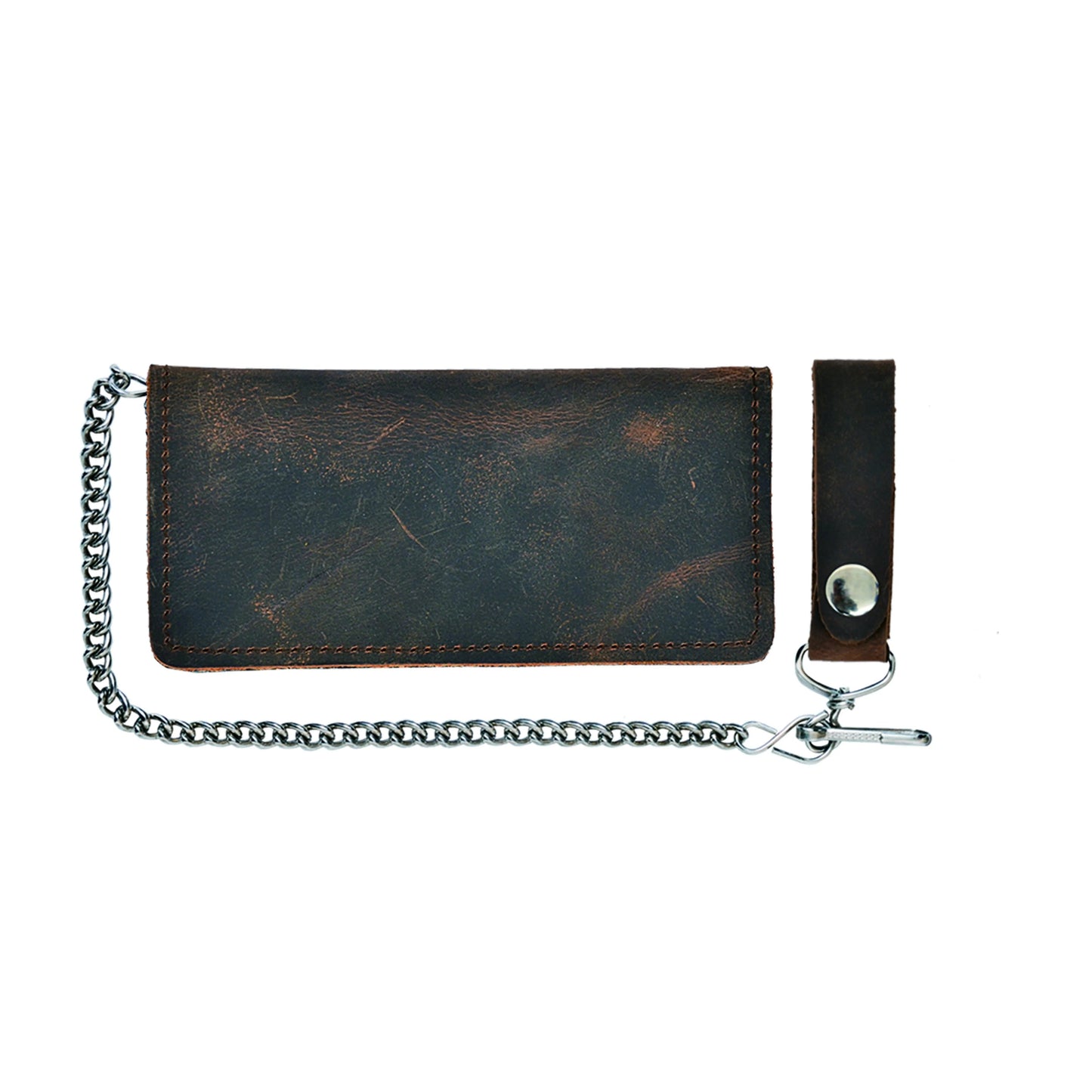 Brown Bifold Snap Closure Biker Leather Wallet