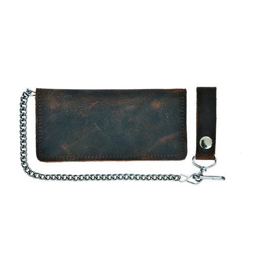 Brown Bifold Snap Closure Biker Leather Wallet