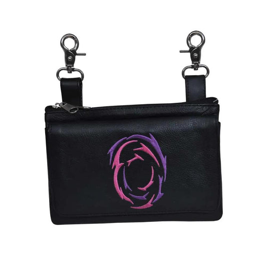 Black Leather Ladies Clip on Bag