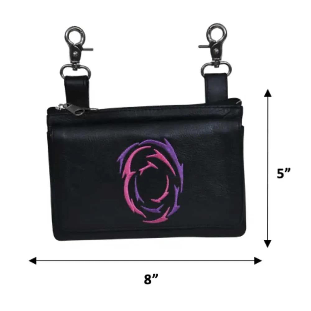 Black Leather Ladies Clip on Bag