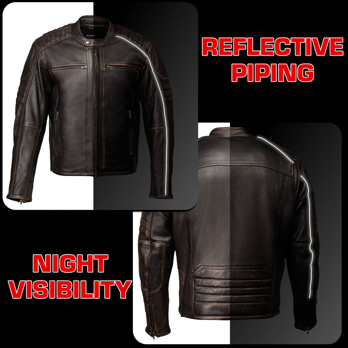 Milwaukee Motorcycle Clothing Co. Men's Anarchy Scooter Style Vintage Brown Premium Leather Riding Jacket MMC10004