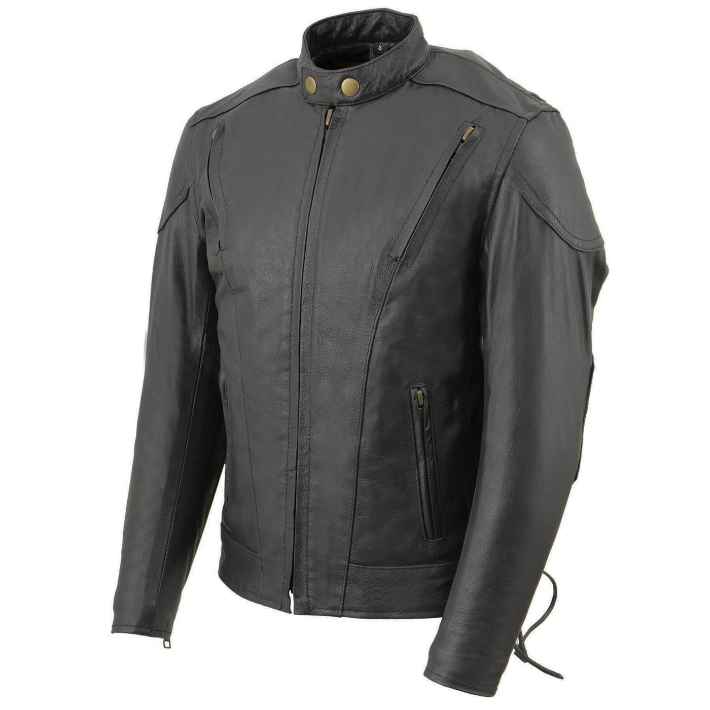 Milwaukee Leather LKM1900 Boy's Black Leather Side Lace Vented Moto Jacket