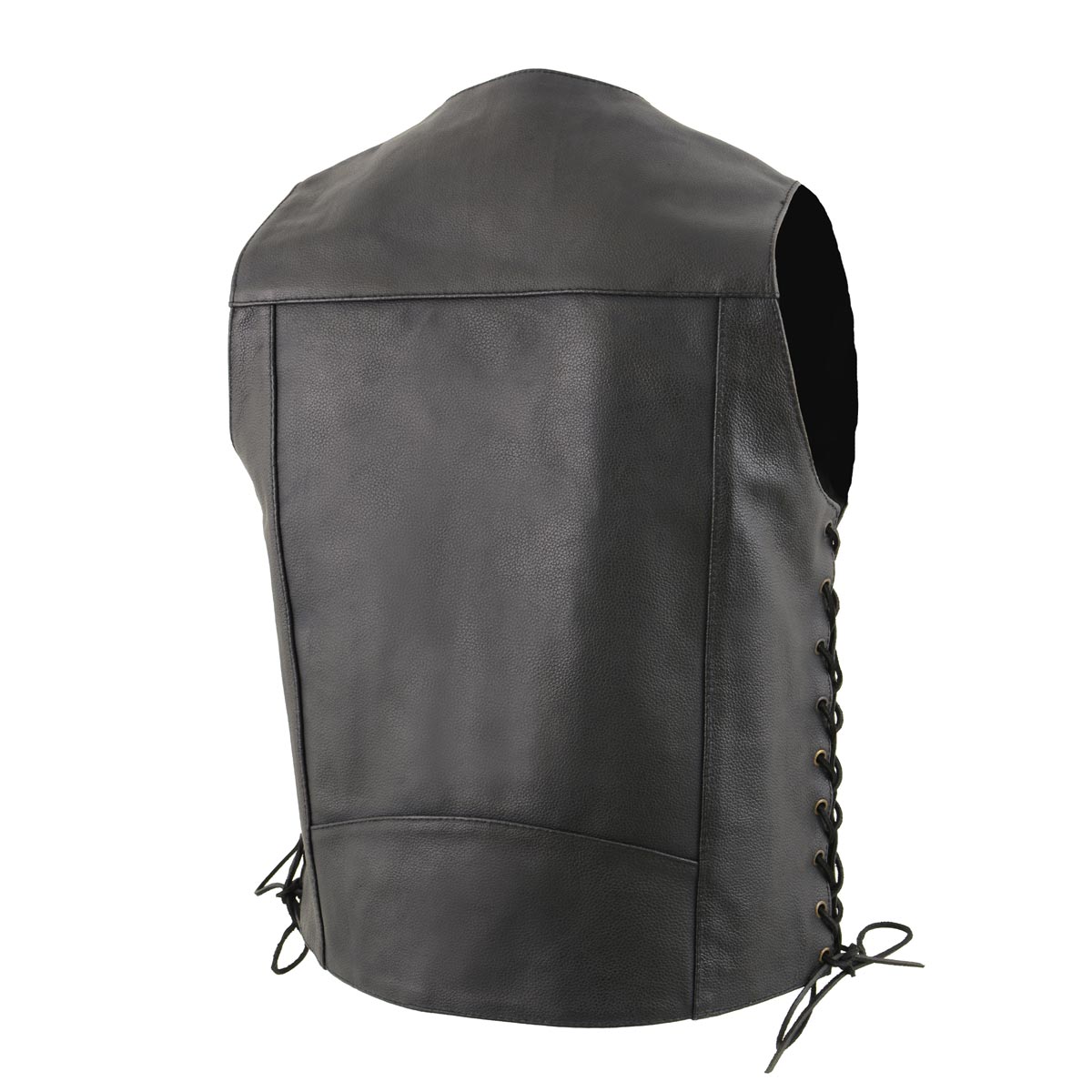 Milwaukee leather LKM3787 Men's Classic Side Laced Black Leather Motorcycle Rider Biker Vest w/ Ten Pockets