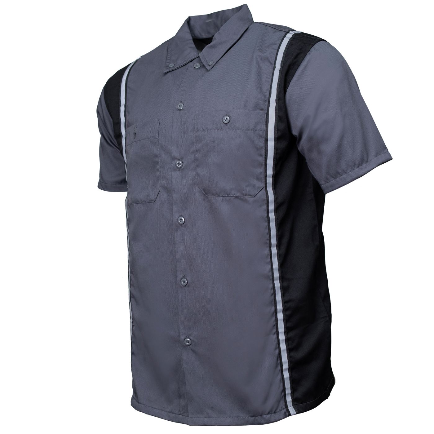 Milwaukee Motorcycle Clothing Co. Men’s Blk/Grey Mechanic Work Shirt – w / Reflective Strip, Rider‑Built MDM11612
