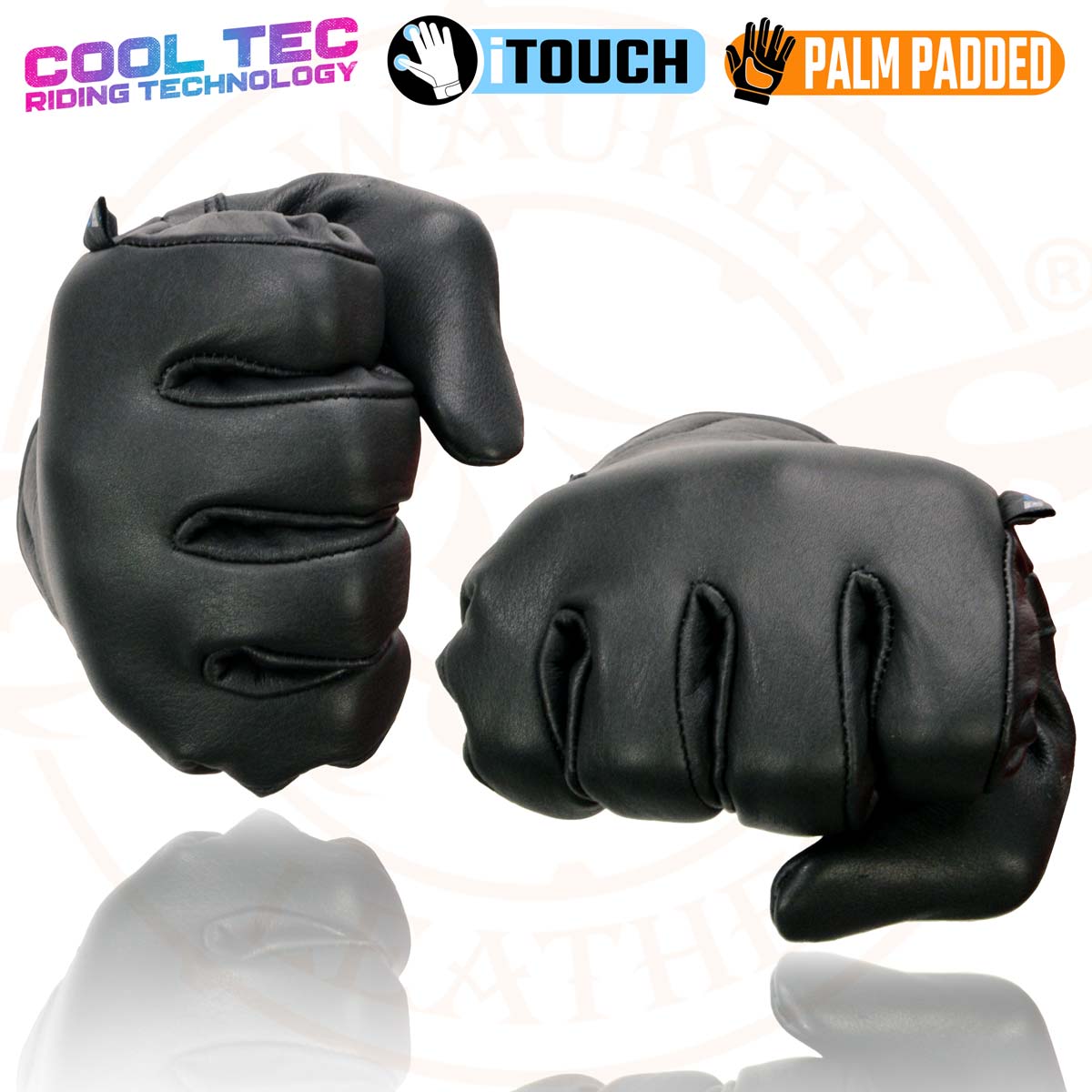 Milwaukee Leather MG7502 Men's Black Leather Gel Palm Motorcycle