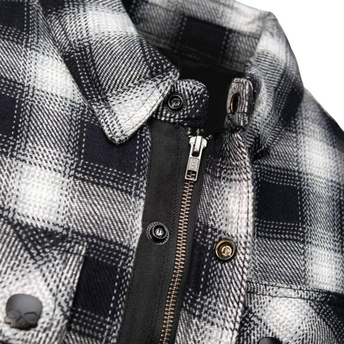 Milwaukee Leather MPM1638 Men's Black and White Checkered Flannel Motorcycle Riding Shirt