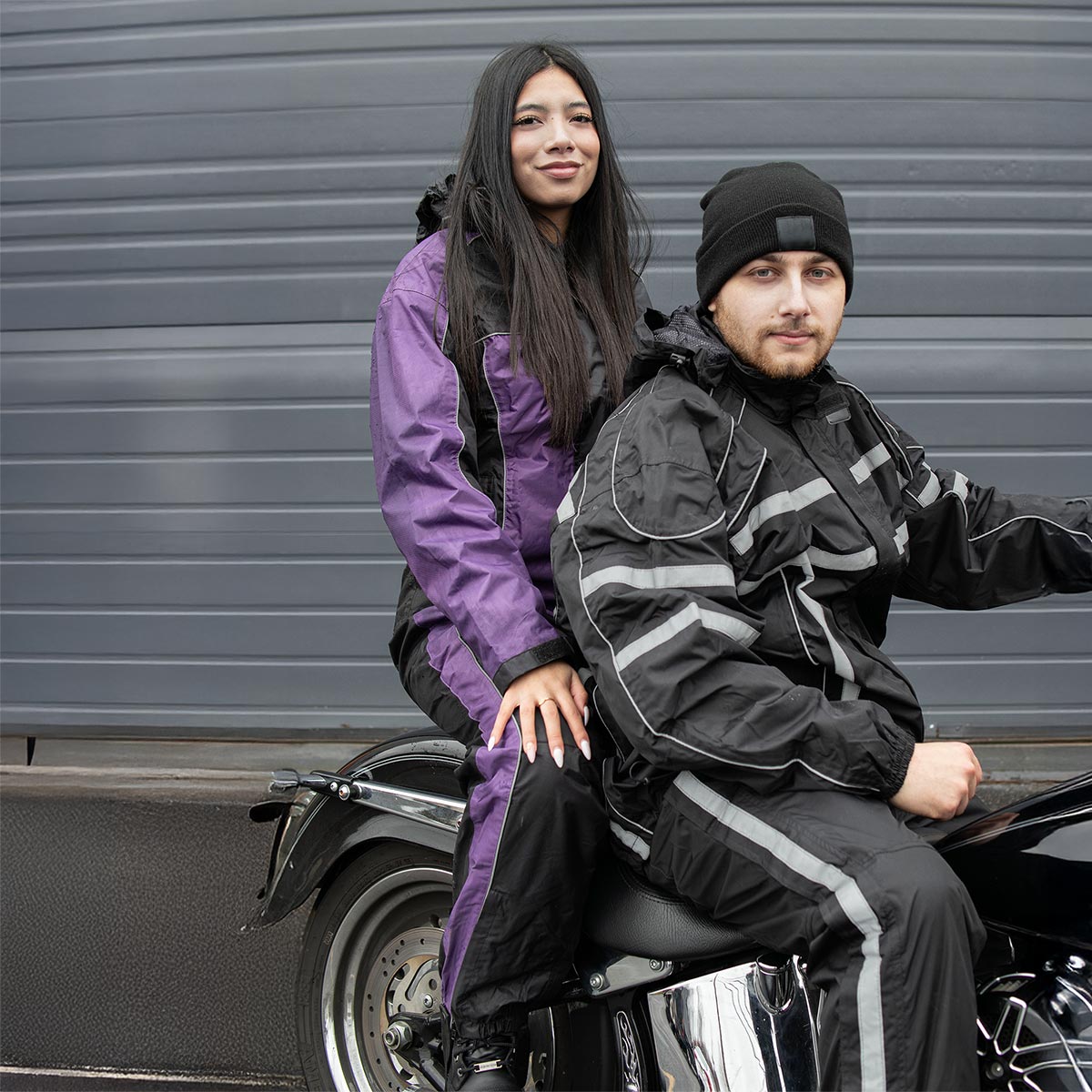 NexGen SH2331 Men's Black Water Resistant Rain Suit with Reflective Tape