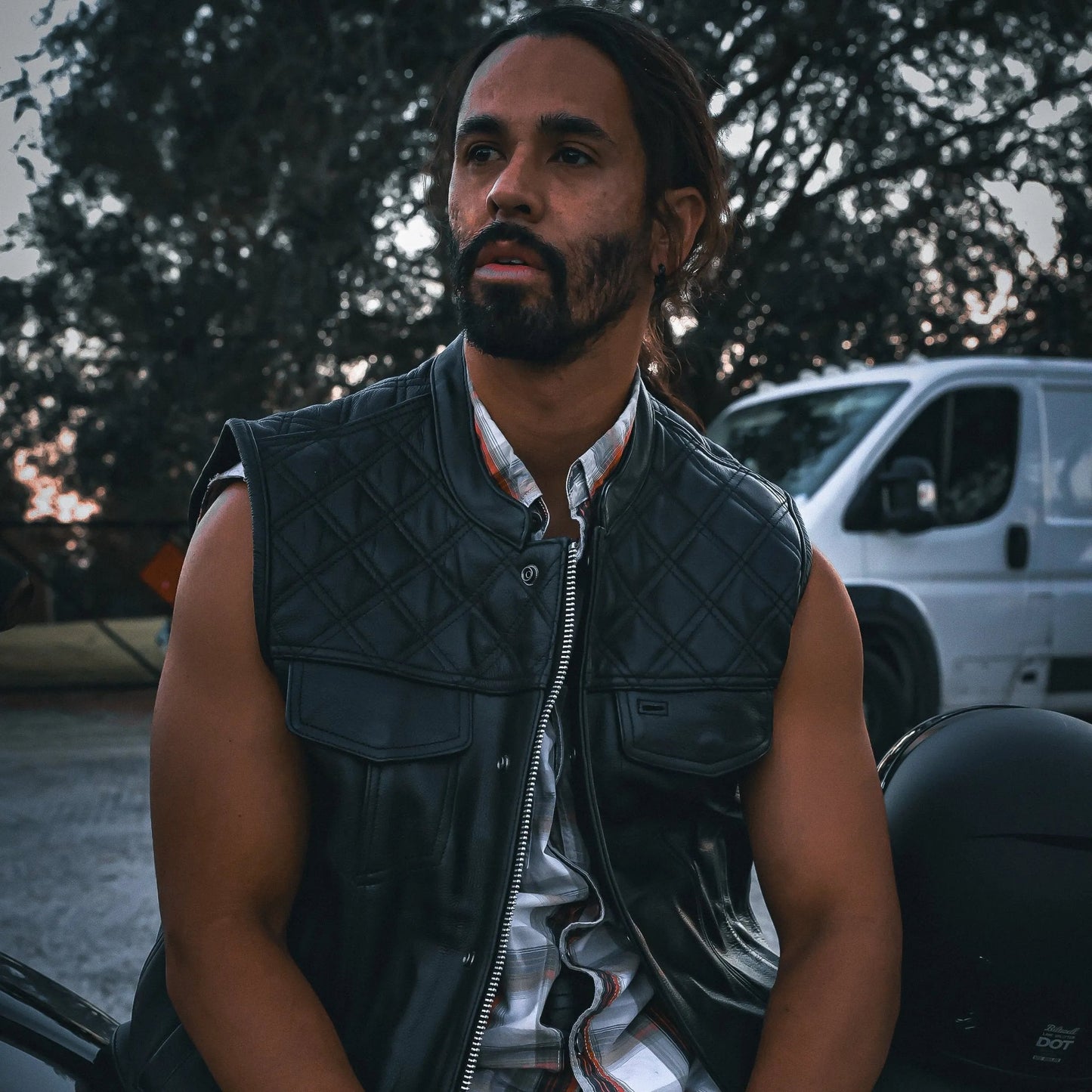 Black Diamond  - Mens Premium Leather Diamond Stitch Club Vest