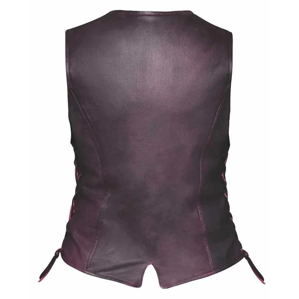 Lilly- Ladies Purple Leather Vest