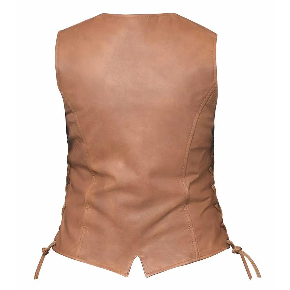 Leah - Ladies Brown Leather Vest