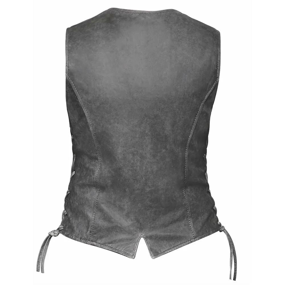 Bessie - Ladies Gray Leather Vest