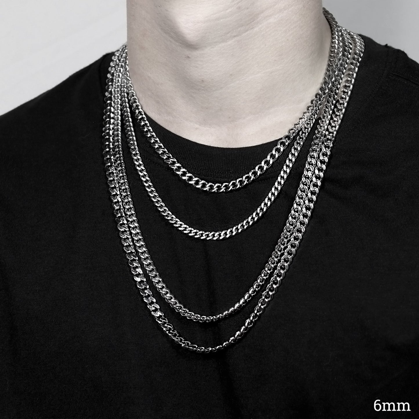 Stainless Steel Diamond Cut Curb Chain Necklace