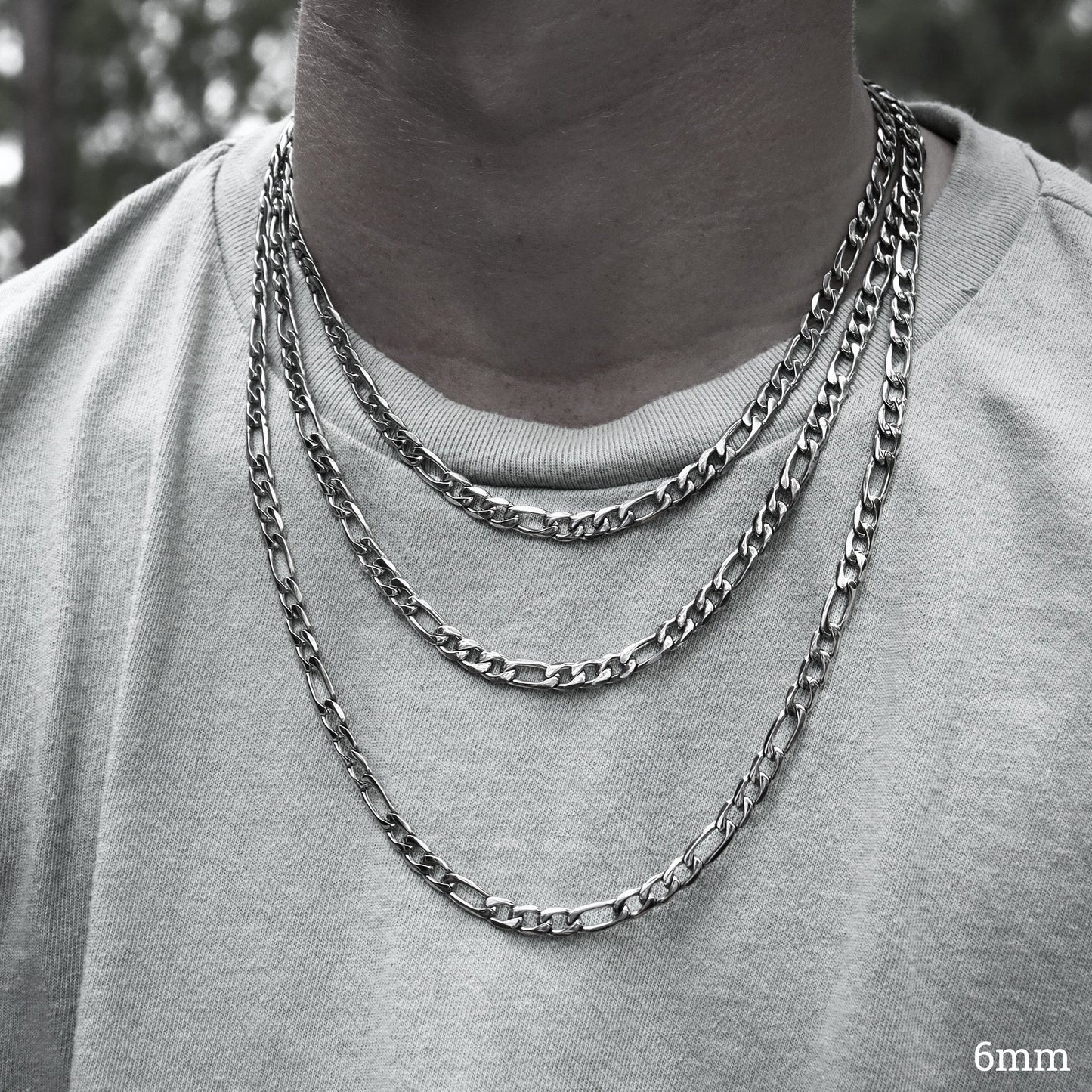 Stainless Steel Figaro Chain Necklace