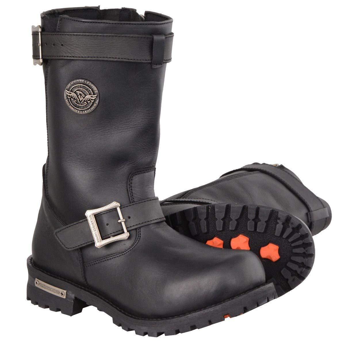Milwaukee Leather Men's Black Leather Wide-Width 11-Inch Classic Engineer Motorcycle Boots MBM9020W