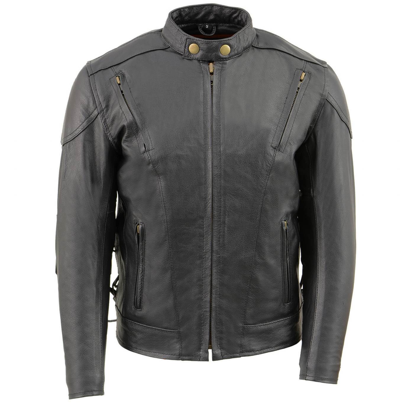 Milwaukee Leather LKM1900 Boy's Black Leather Side Lace Vented Moto Jacket