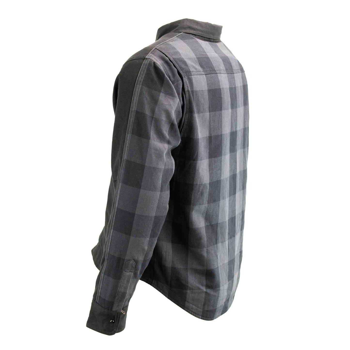 Milwaukee Leather Men’s Two-Tone CE Armored Flannel - Solid Front / Plaid Back - Reinforced w/ Aramid Fibers - MPM1670