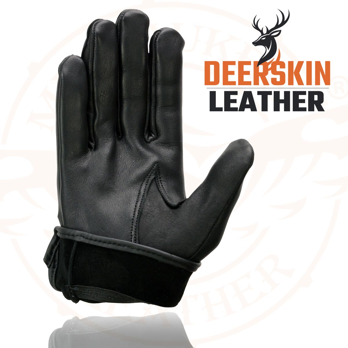 Milwaukee Leather SH868 Men's USA Deerskin Black Vented Perforated Leather Motorcycle Riders Gloves