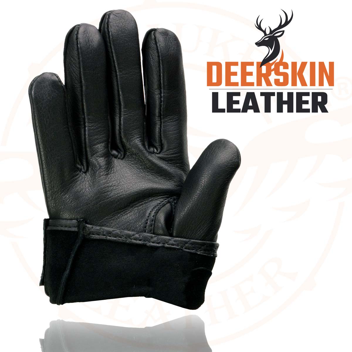 Milwaukee Leather SH869 Men's Black Deerskin Leather Unlined Professional Driving Gloves