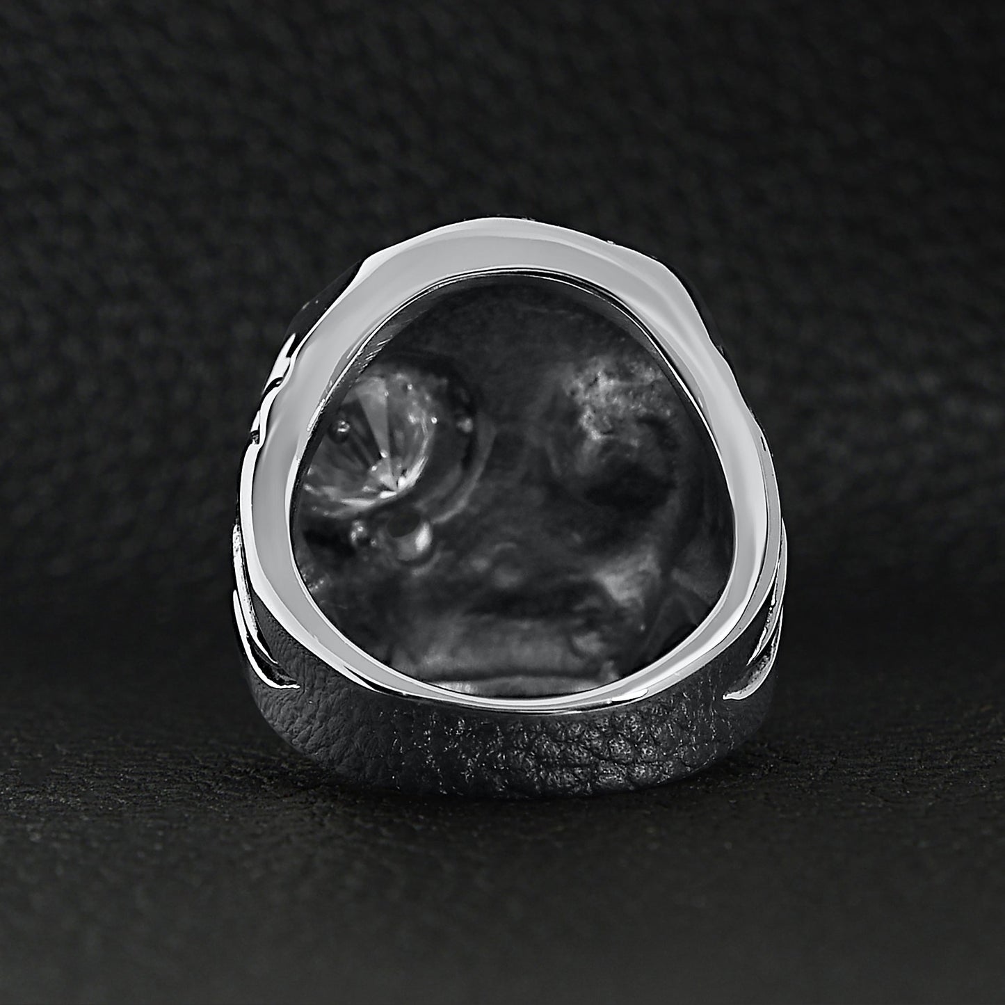 Stainless Steel Skull Smoking 18K Gold PVD Coated Cigar & CZ Eye Ring